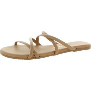 Tkees Womens Sloane Beige Leather Slip On Casual Slide Sandals Shoes NWT